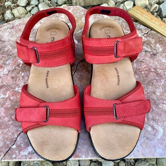 Flexus By Spring Step Red Woman’s Anatomic Sandals Size 8.5 EU 39 Anti-Shock - Picture 5 of 9